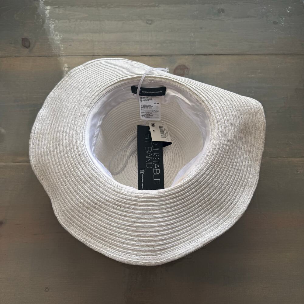 INC International Concepts White Beaded Straw Hat Sz O/S NWT - Picture 11 of 13